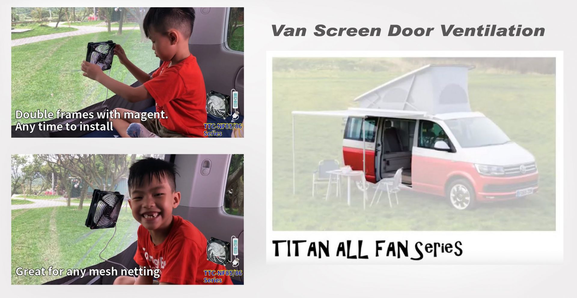 Inside ventilation of VW California: van screen door